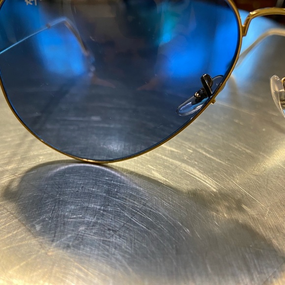 Ray Ban Polarized aviator sunglasses gold with blue lens - Picture 2 of 5